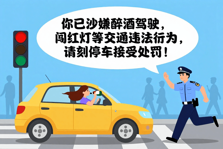 法律警告素材：酒驾违法警示：扁平风公益海报