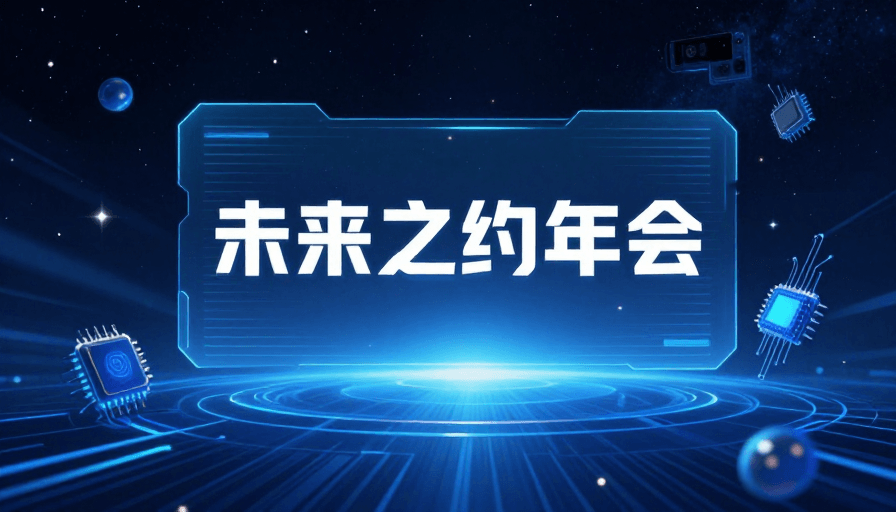 科技未来素材：未来之约科技年会，星空下的愿景启航