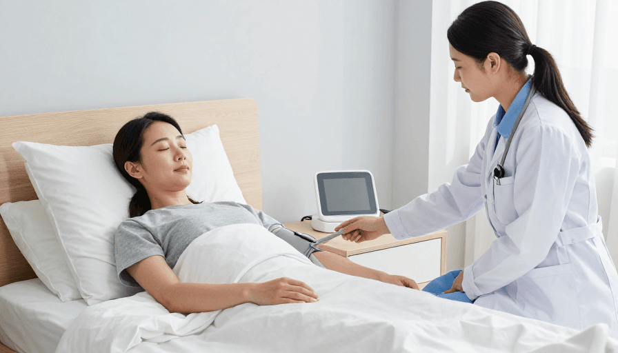 接触式检测素材：未来卧室：智能机器人医生健康监测
