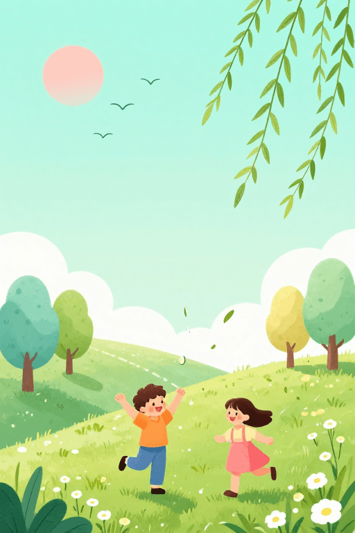治愈系插画素材：春日童趣：清新治愈的童话世界