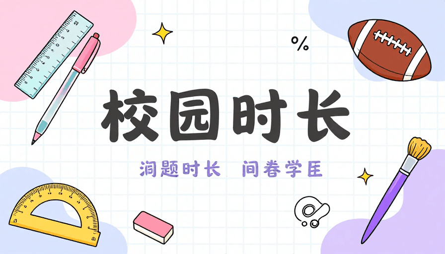 教育海报素材：清新校园文具插画：青春学习与生活灵感