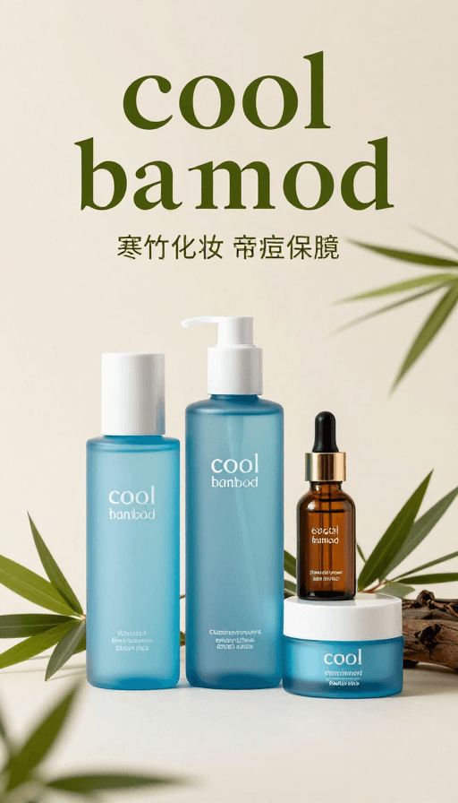 细节展示素材：寒竹天然护肤系列：大师摄影呈现完美蓝瓶质感