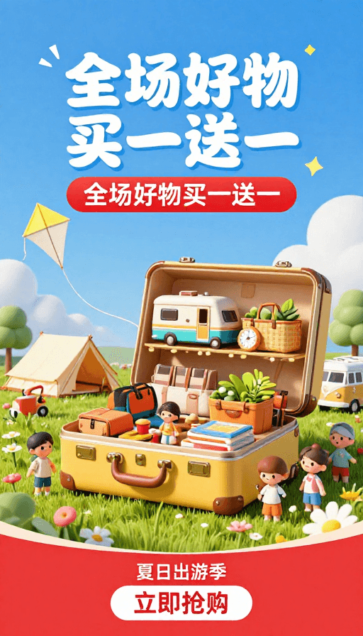 3D插画素材：夏日露营必备好物推荐