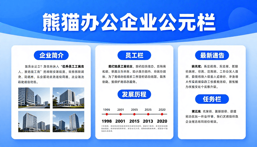 宣传海报素材：蓝调科技感企业宣传海报：熊猫办公年度展示