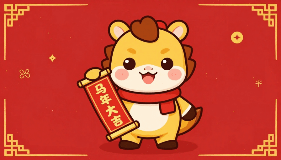 节日贺卡素材：马年大吉：喜庆IP春联贺岁