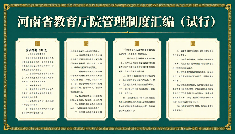 管理制度素材：河南省教育厅制度汇编海报：深青金边官方风格