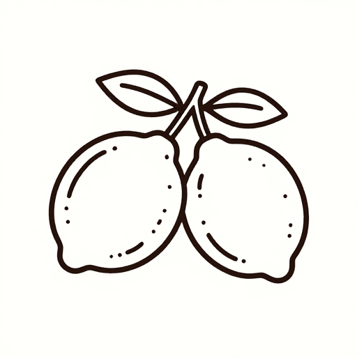 纯色背景素材：简约线条双柠檬艺术插画