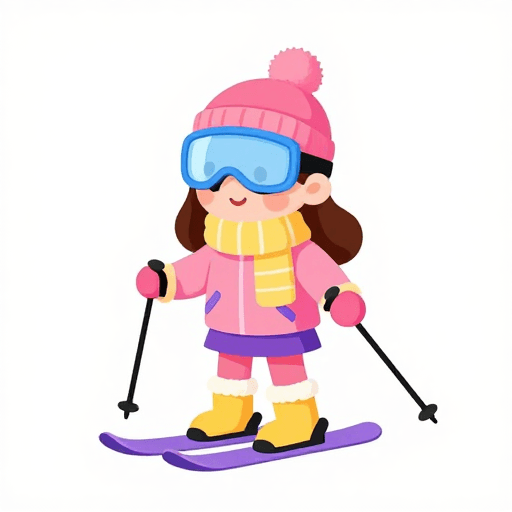 UI设计素材：甜美Q版滑雪女孩插画
