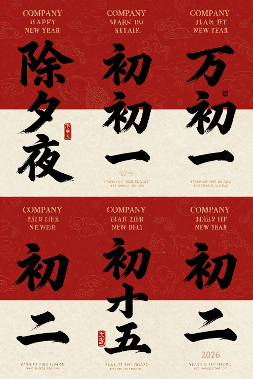 喜庆设计素材：中国风新年海报：传统纹样与现代书法的喜庆融合