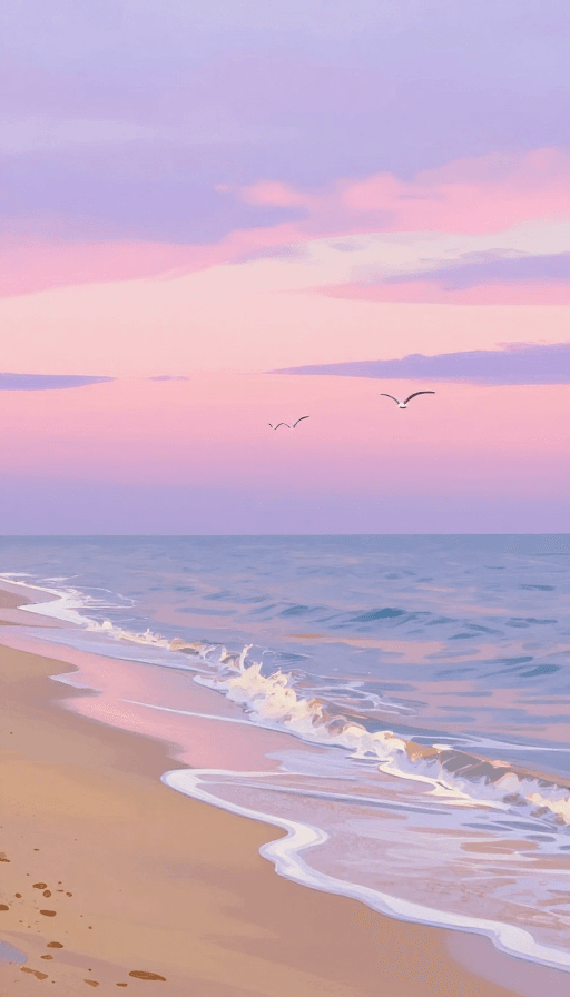 海边日落素材：海天霞色浪漫日落：宁静海滩的梦幻画卷