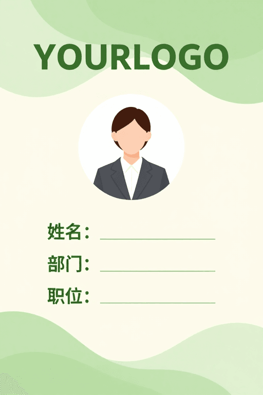 表单填充卡片素材：企业员工证设计：清新简约职业风