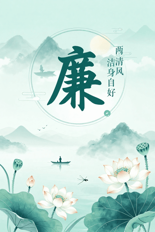 传统美学素材：清雅水墨廉韵：中国风廉政海报设计