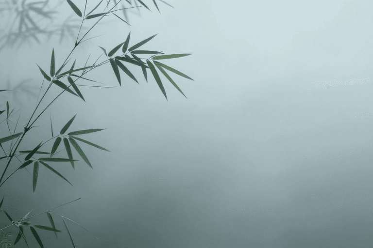 禅意美学素材：东方禅意竹影留白：极简意境氛围背景图