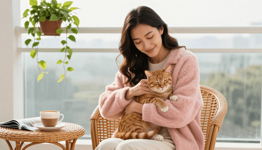 生活方式素材：都市慢生活：藤椅上的温暖午后