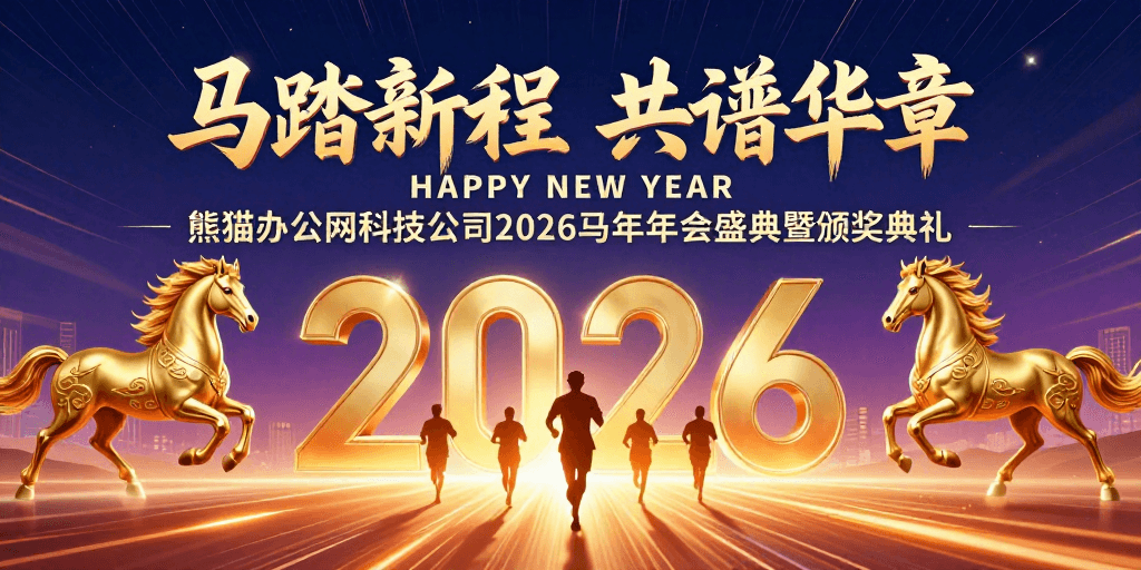 传统文化元素素材：2026新年庆典：金色骏马奔腾，共谱华章