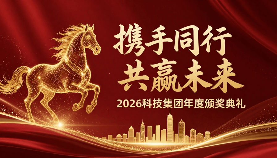 金色粒子素材：金色骏马共赴未来：2026科技集团年度盛典