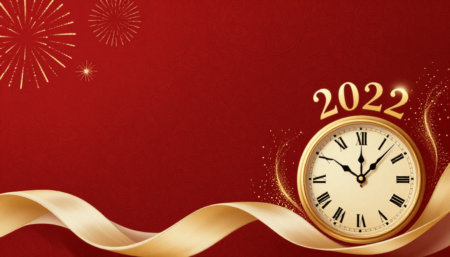 时间元素素材：深红金纹2022新年庆典背景插画
