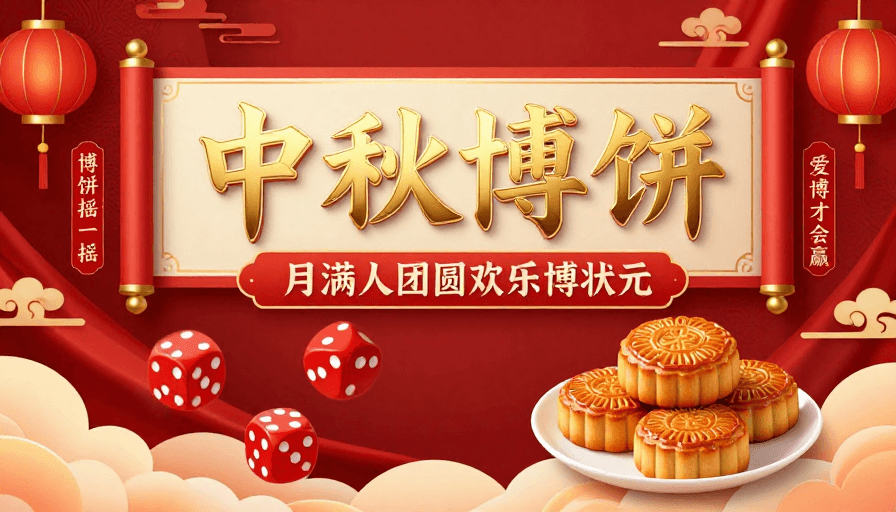 中国风设计素材：红色中式中秋博饼庆贺海报