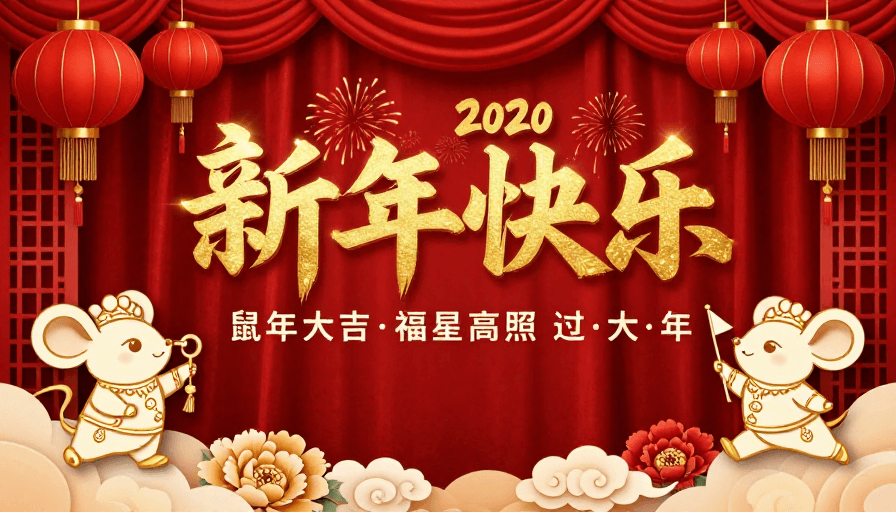 金红配色素材：红金立体书法新年海报融合传统与现代风格