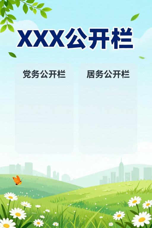 政务信息展示素材：清新社区公示栏，党务居务公开一目了然