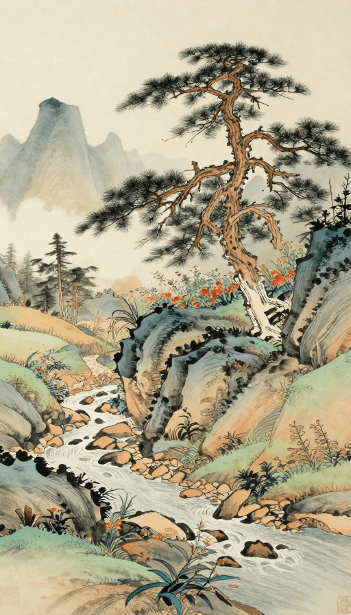 山林草药素材：工笔国画诠释黄帝内经养生之美