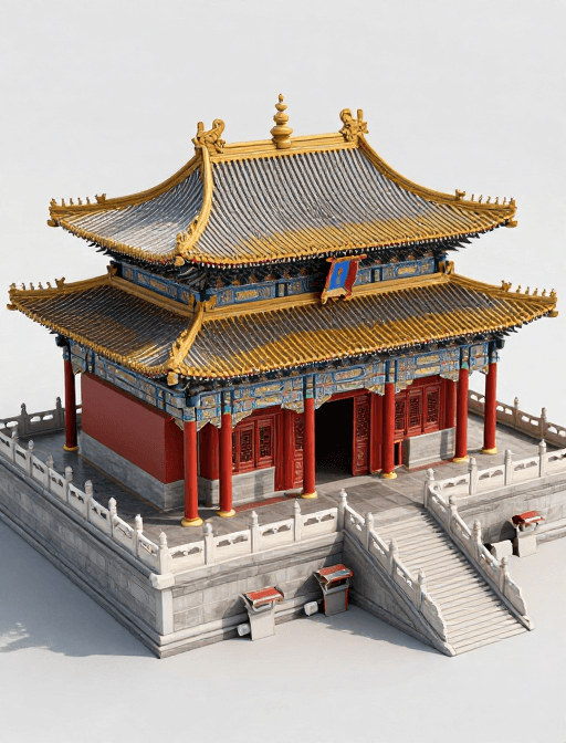 C4D渲染素材：机械故宫：C4D光线追踪精妙工业设计