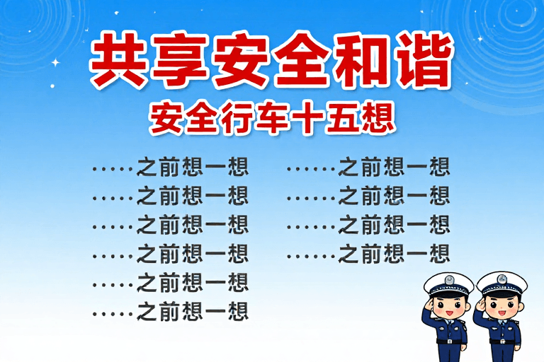 公益宣传素材：共享安全和谐：交通安全十五想公益海报