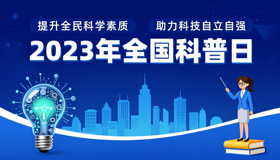 现代风格素材：2023全国科普日：科技赋能未来