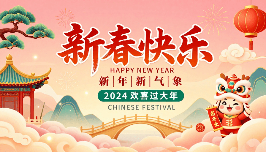新年庆祝素材：新春佳节·中国风插画新年海报