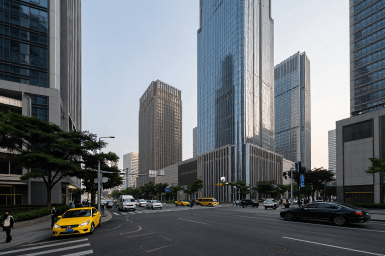 都市夜景素材：潮流都市：霓虹闪烁的现代生活画卷