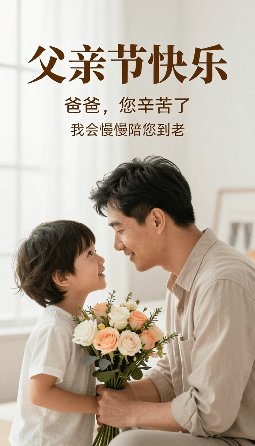 亲子互动素材：父亲节温馨海报：陪伴父爱的温暖时光