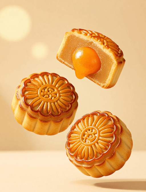 商业宣传素材：中秋广式蛋黄月饼流心高清呈现