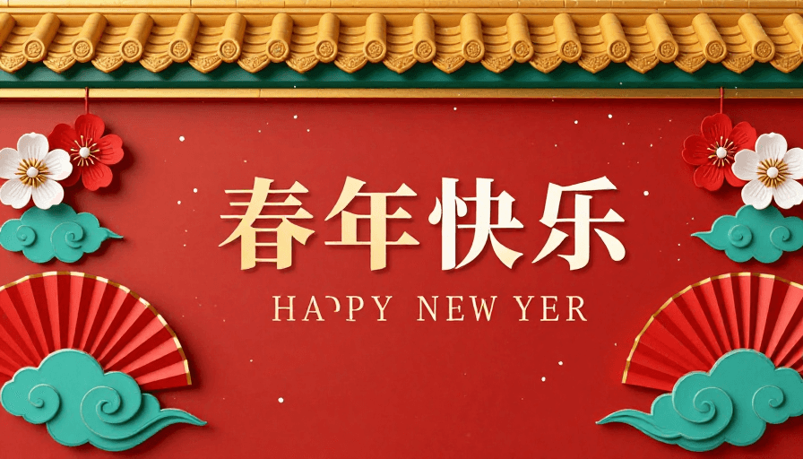 春节素材：新春佳节传统红色横幅设计