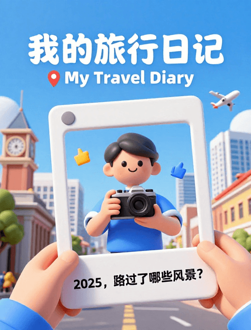 城市风景素材：清新插画风旅行日记：探索2025风景之旅