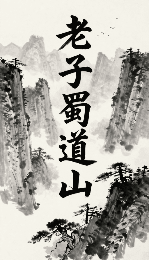 山水画素材：水墨蜀道：苍茫山水与狂草书法的融合