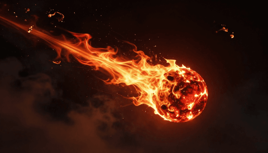 玻璃质感素材：炽热陨石穿越宇宙：科幻动感视觉爆发