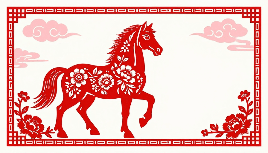 祥云图案素材：剪纸骏马图：传统喜庆艺术视觉设计
