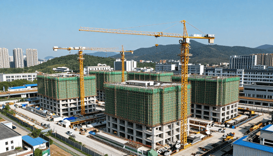 高清细节素材：城市基建全景：现代建筑工地实景摄影