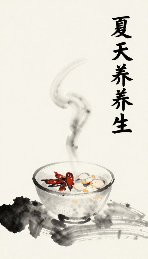 健康主题素材：夏日水墨养生：传统艺术中的健康之道