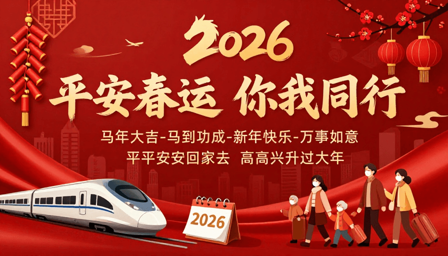 马年素材：2026马年新春海报：团圆平安归途