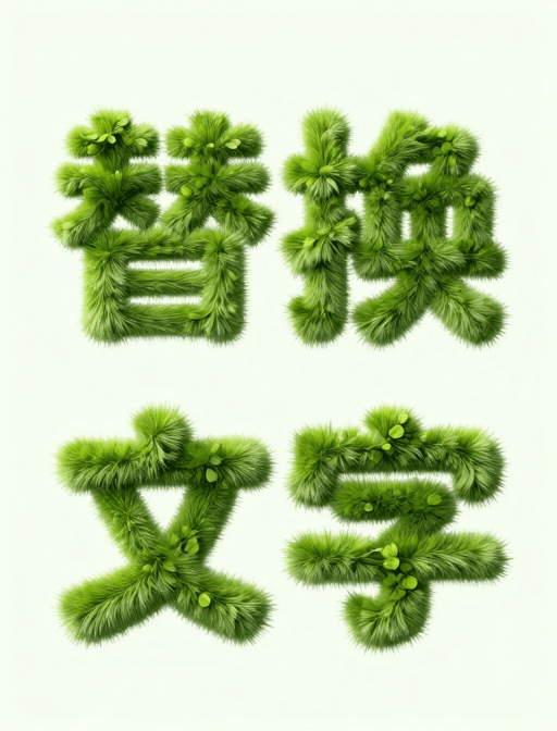毛茸字体素材：夏日绿意：毛茸植物创意文字海报