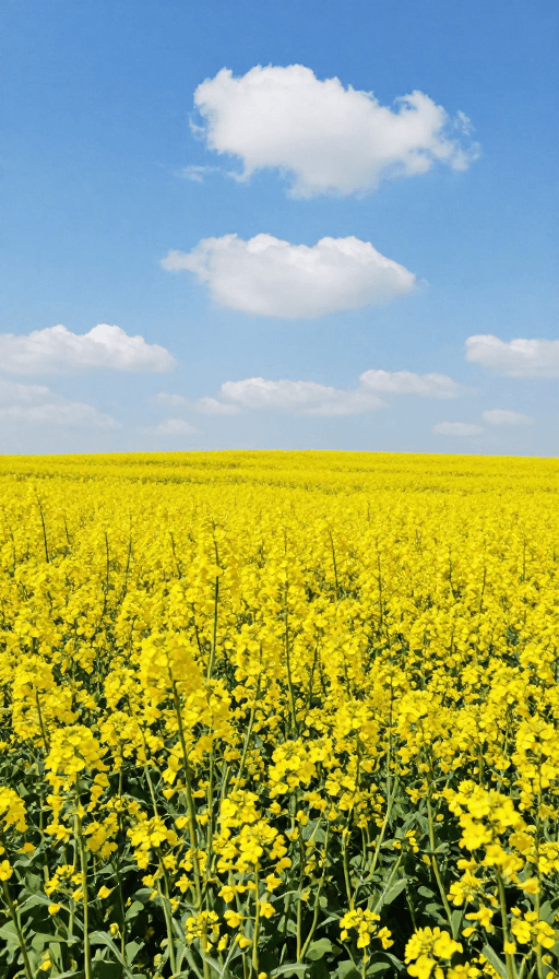 户外场景素材：夏日金黄：油菜花田盛景