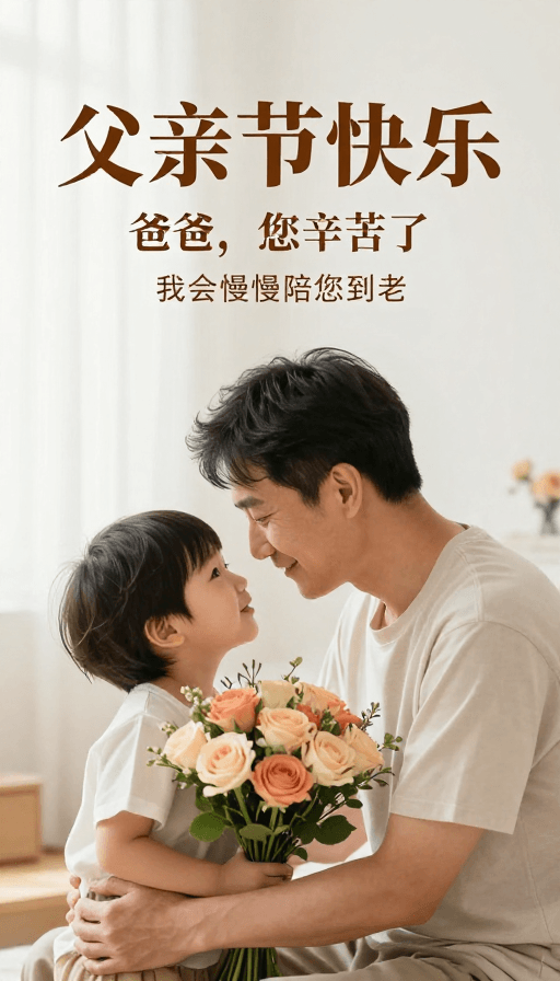 父亲节素材：父爱如山·温馨相伴：父亲节快乐！