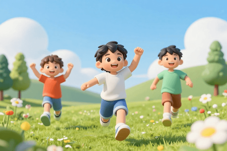 童趣氛围素材：欢乐童年时光：创意插画与互动乐趣盛宴