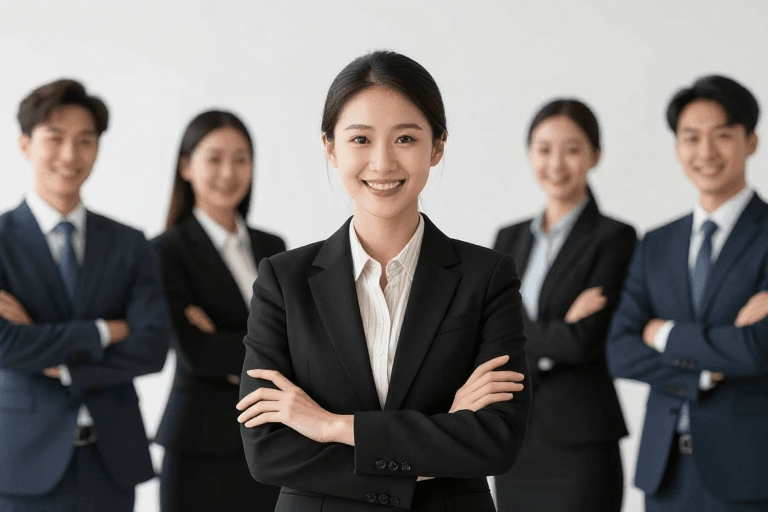 暖光摄影素材：亚洲女性领衔团队，专业风采展示