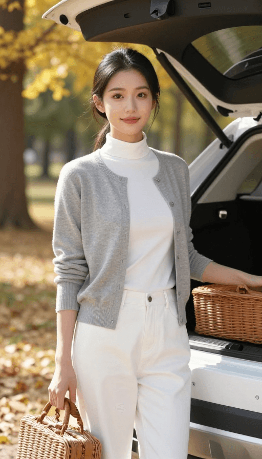 生活场景素材：秋日清新：清纯少女野餐高清实拍