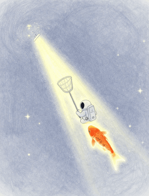 宇宙探索素材：银河锦鲤：治愈浪漫的宇宙探索水彩画