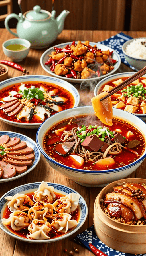 中式餐桌素材：丰盛川菜盛宴：温暖治愈的美食摄影