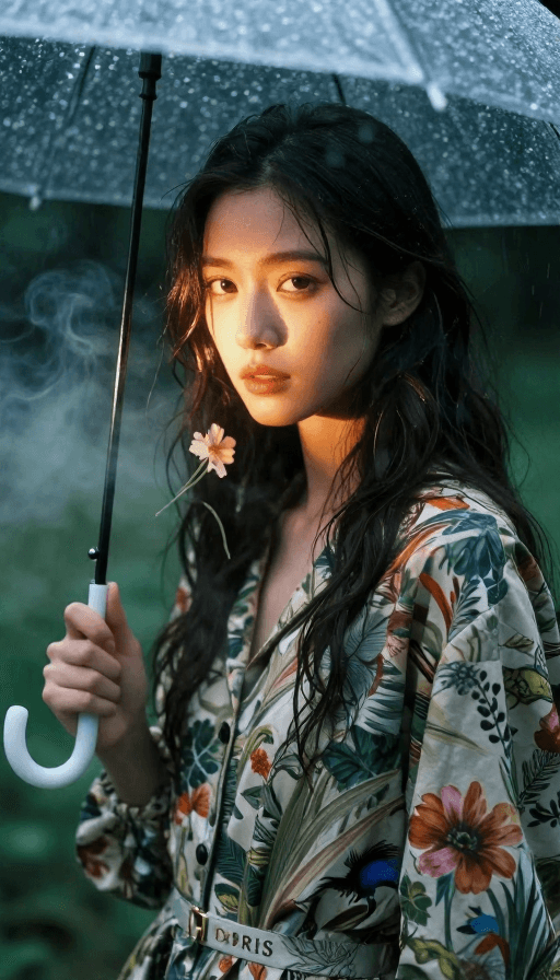 胶片质感素材：雨中胶片美学：DORIS品牌人像艺术摄影
