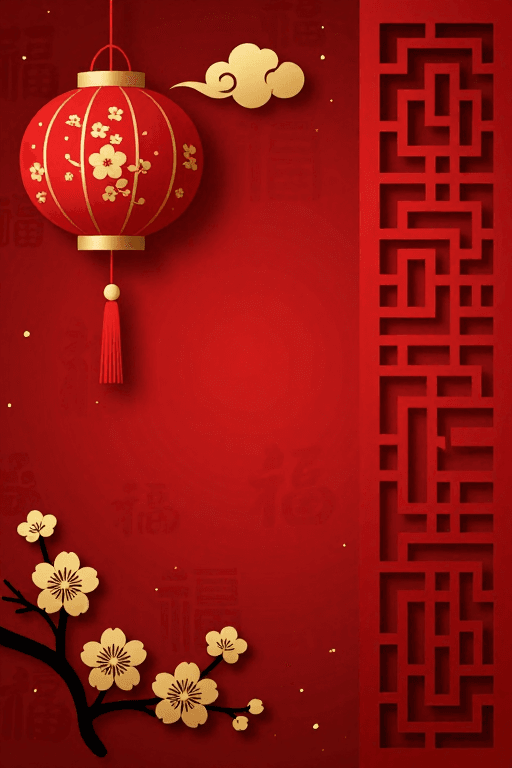 中式设计素材：喜庆中国风剪纸背景：福运吉祥与宫廷艺术